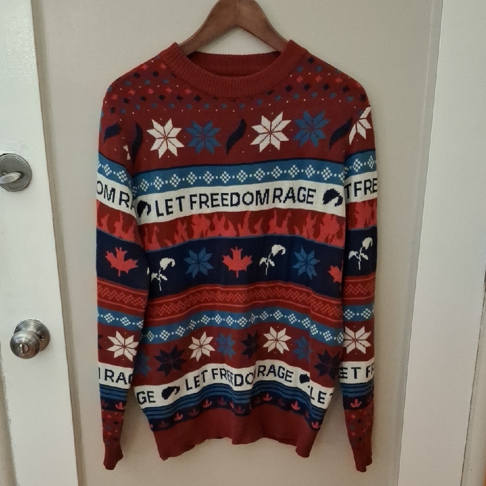 Hulu Men's Crewneck Sweater - Red, Blue, and White Medium Size_1